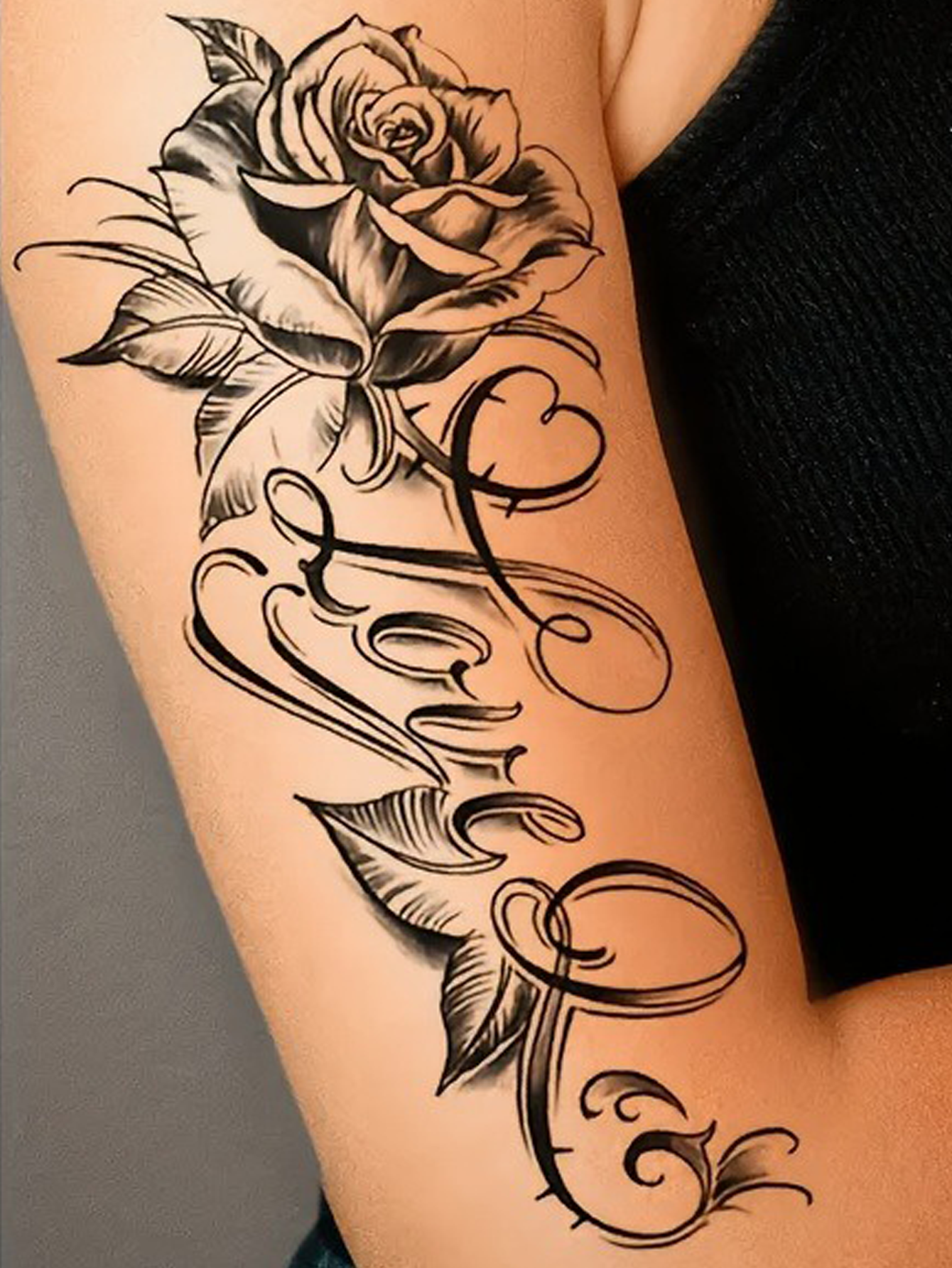 Rose and Love Letter Tattoo Sticker